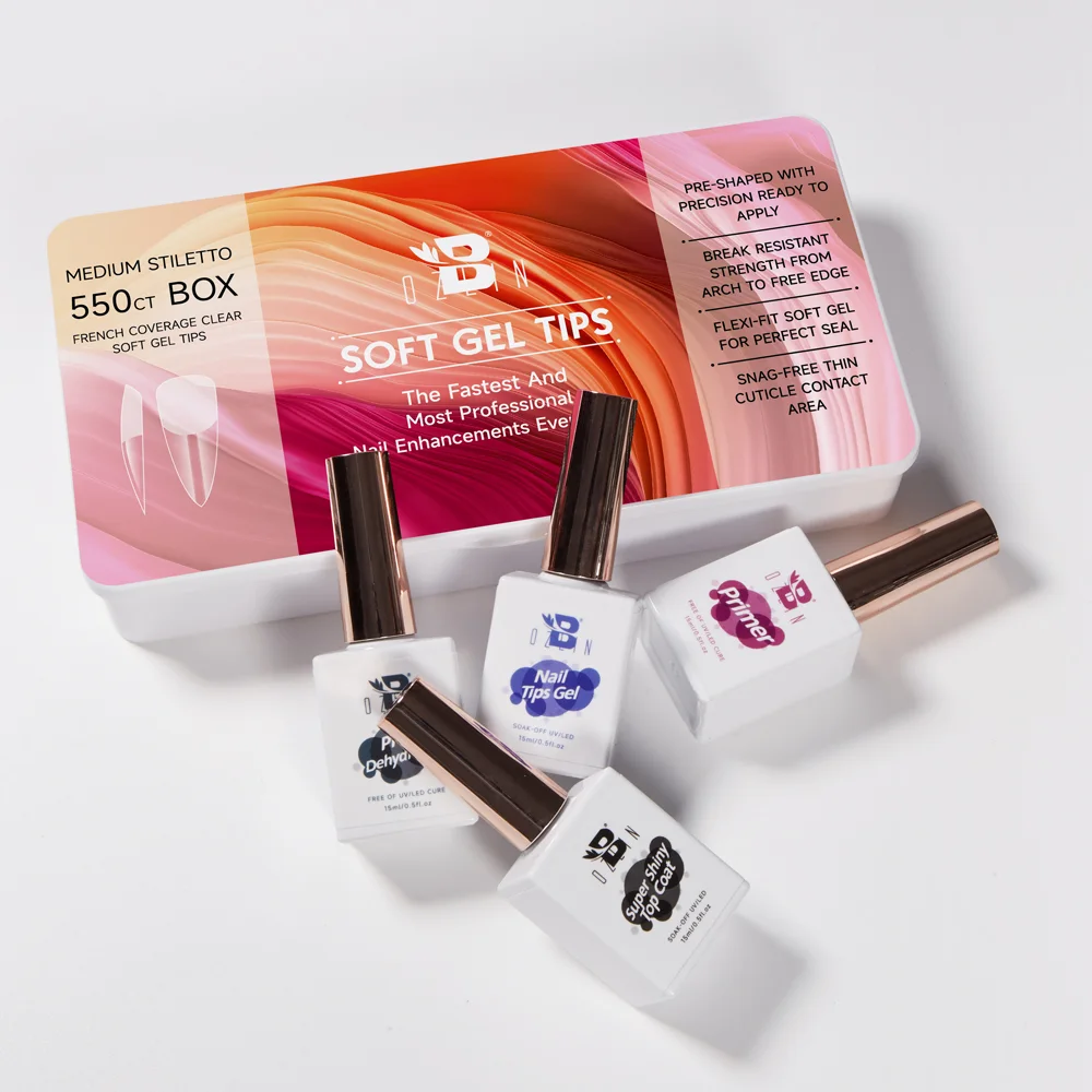 Professional Gel Nail Kit with Primer, Dehydrator, Press On Tips & UV Glue 1