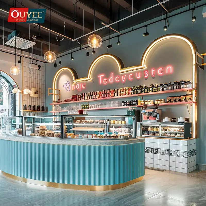 Arredamento del negozio: bancone della caffetteria e chiosco espositivo per bubble tea 1