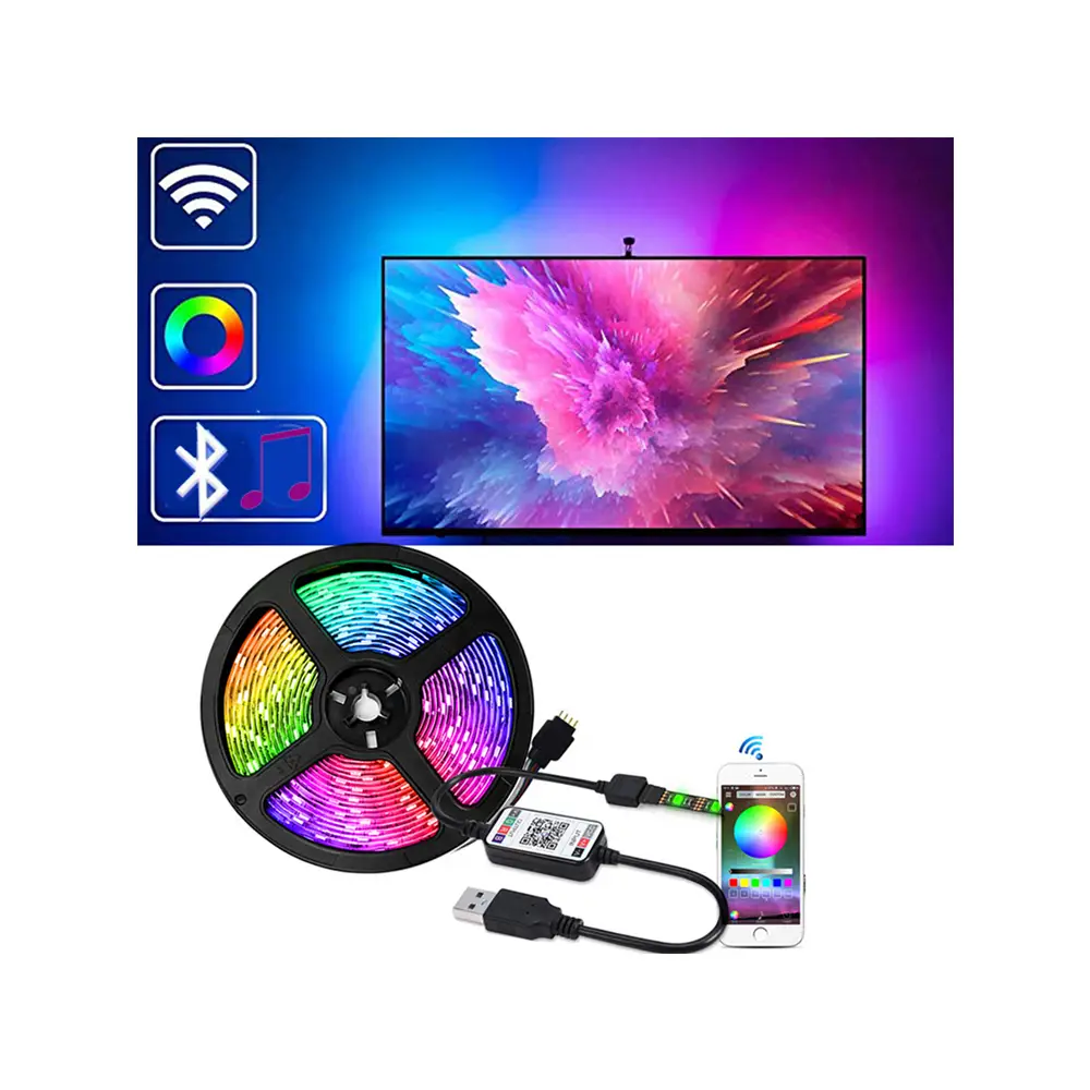 5050RGB USB 5V LED Strip Light for TV Background deco with Bluetooth App 1