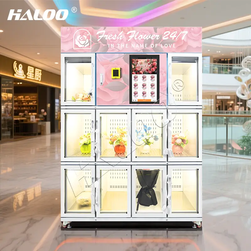 Haloo Most Popular Ins Flower Vending Machine 10 Lockers Big Windows Cooling Fresh Flower Vending Machine 24/7 Shop 1