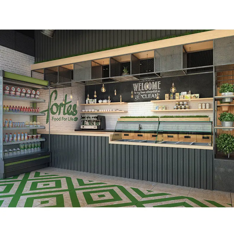 Design de interiores personalizado para quiosque de loja de chá de bolhas e sucos 1