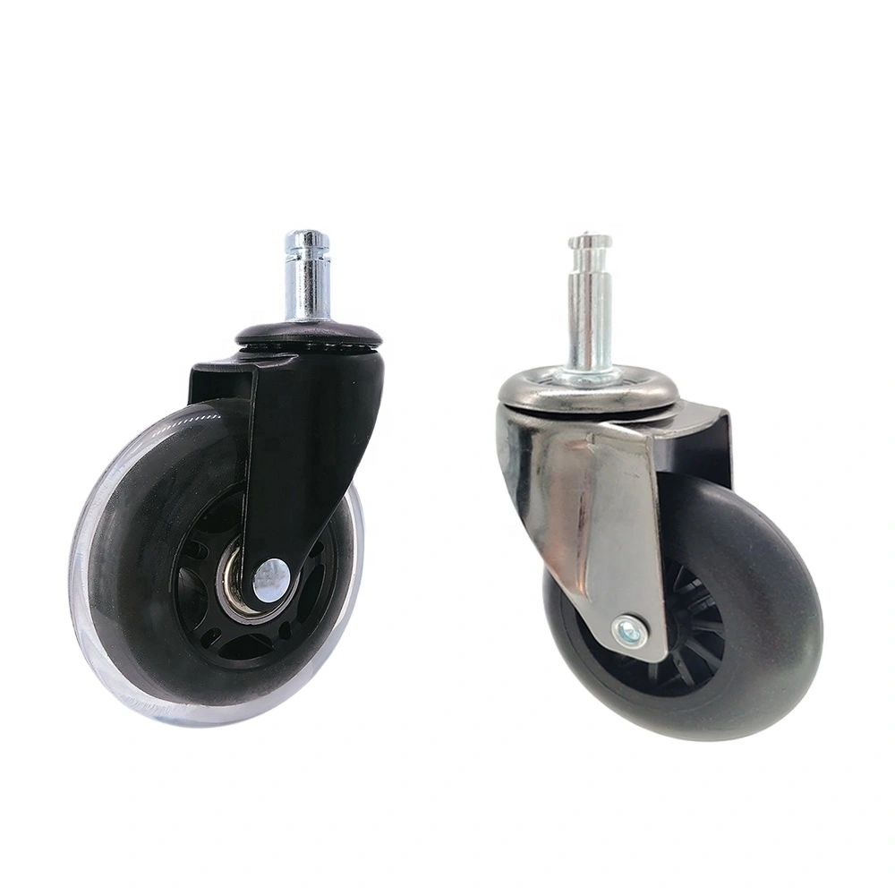 Replacement Heavy Duty Furniture Office Chair Brake Casters 3'' Upgraded Silent Smooth Black Swivel Castet With Brake 1