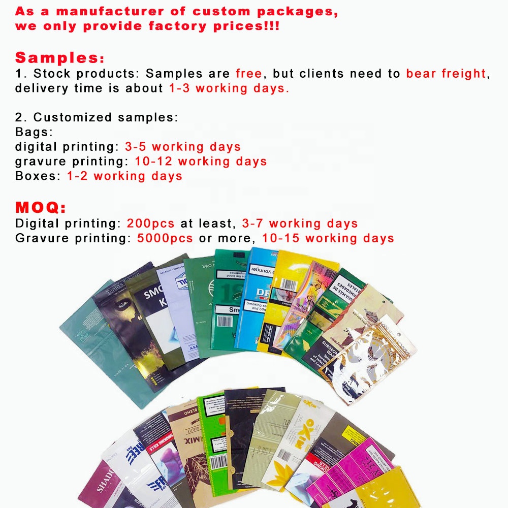 Resealable Plastic Zipper Seal Bag Smoking Leaf 25g 50g 100g Tobacco Packaging Pouch For Loose Leaves 7