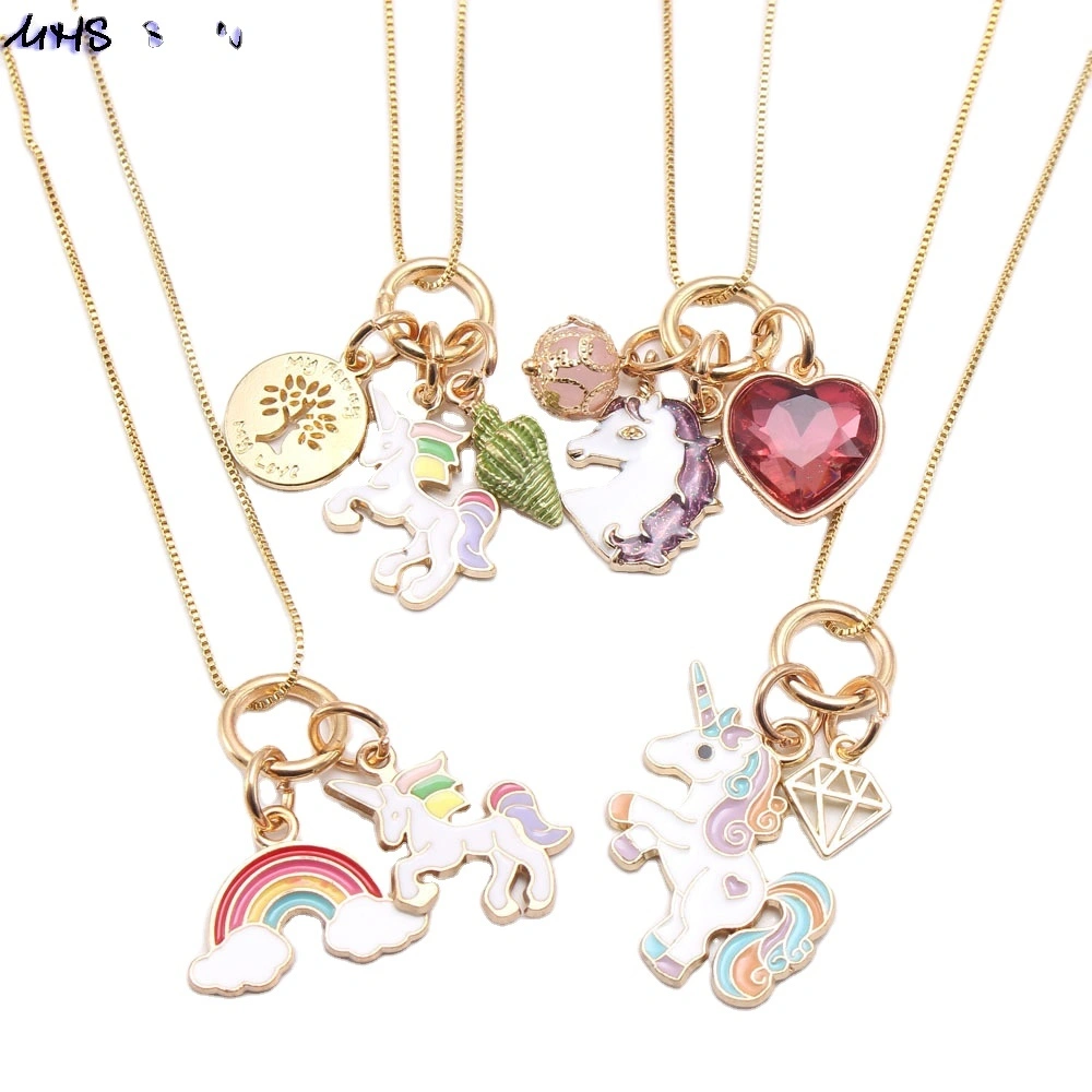 Manufacturer Wholesale Fashionable Resin Unicorn Diamond Pendant Necklace Men And Women Universal Beautiful Necklace 1