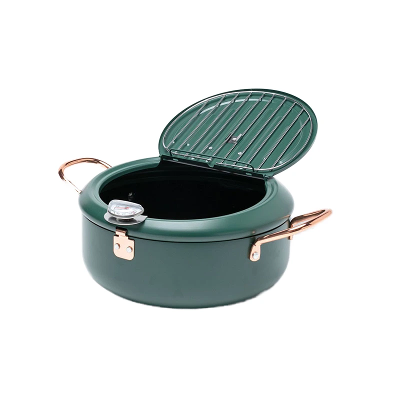 Japanischer Wok aus 304 Edelstahl, grün, antihaftbeschichtet, umweltfreundliche Fritteuse mit klassischen Frittiertemperaturen 1