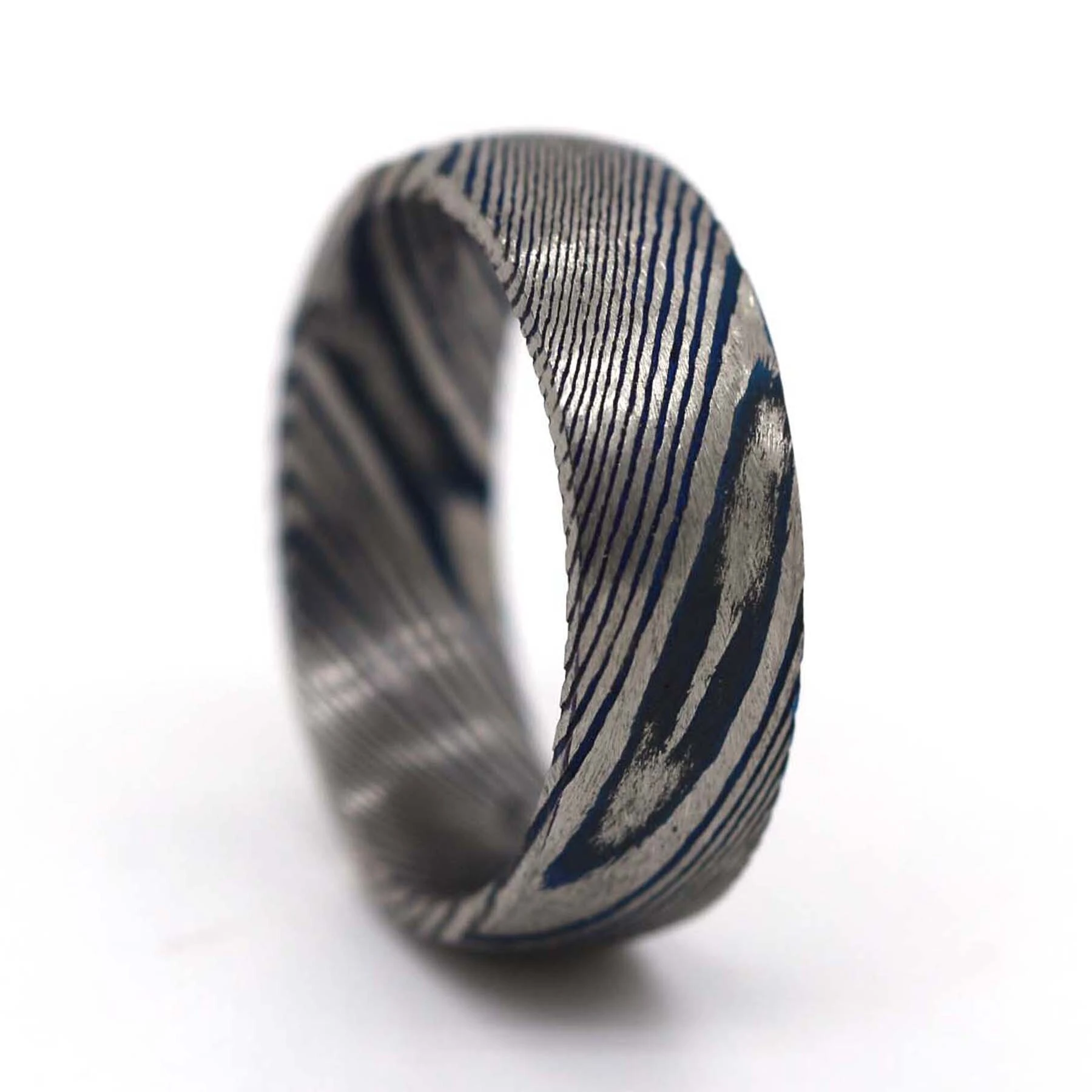 Factory Made 8mm 7mm 6mm Ip Blue Damascus Steel Couple Ring Male Female Personalize Jewelry 1