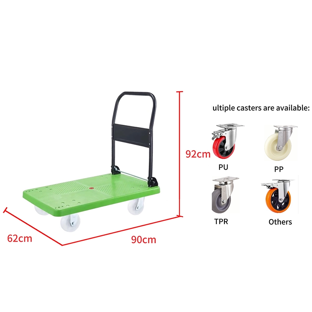 High Quality 400kg Plastic Industrial Handle Platform Trolley 1