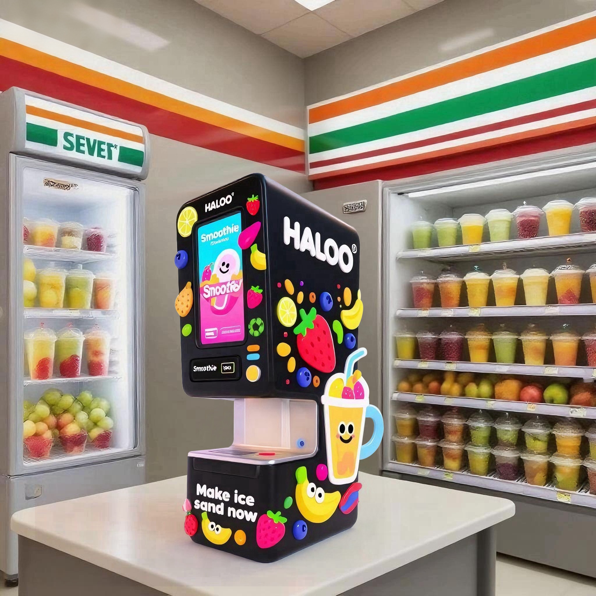 Haloo Distributeur Automatique De Smoothies 7/11 Fresh Fruits Automatic Smoothie Vending Machine Smoothie Maker Vending Machine 5