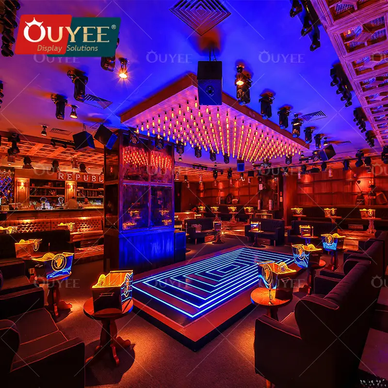 طقم أثاث بار ملهى ليلي مع طاولة رقص ديسكو دي جي بإضاءة LED 1