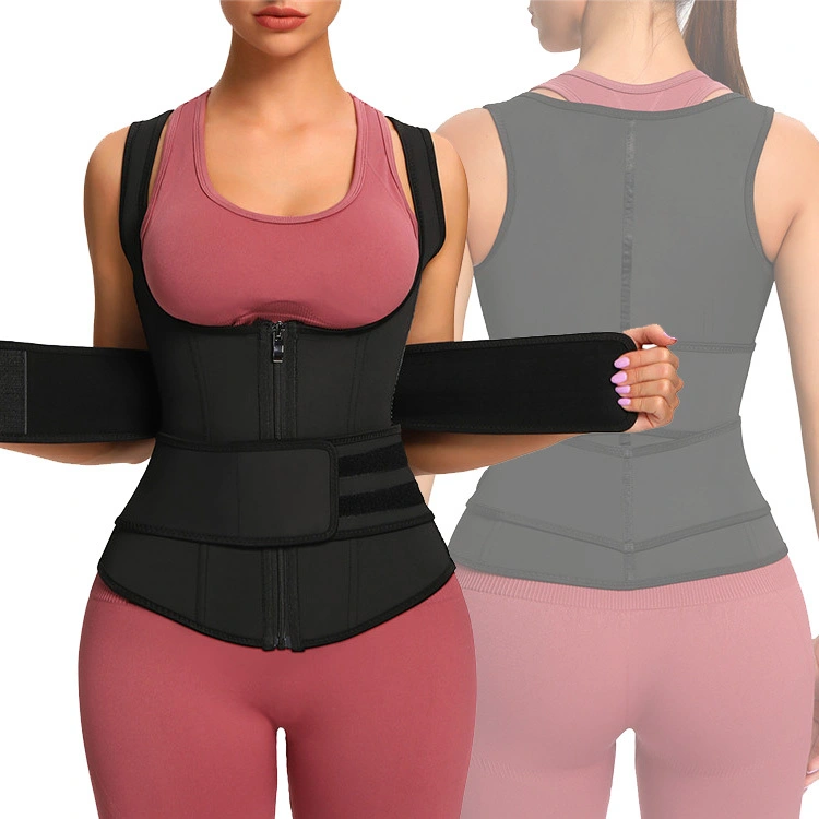 Wholesale Women Latex Vest Shaper Double Belts With Zipper Waist Trainer 200079# 1