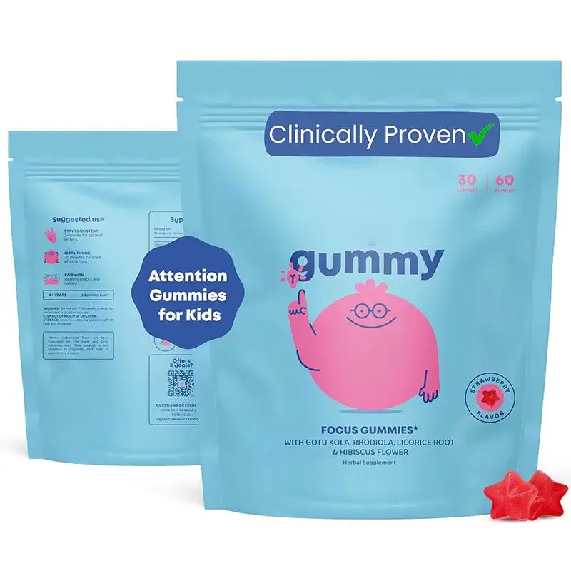 Kids Focus Gummies, Clinically Proven, Strawberry, 60ct 1
