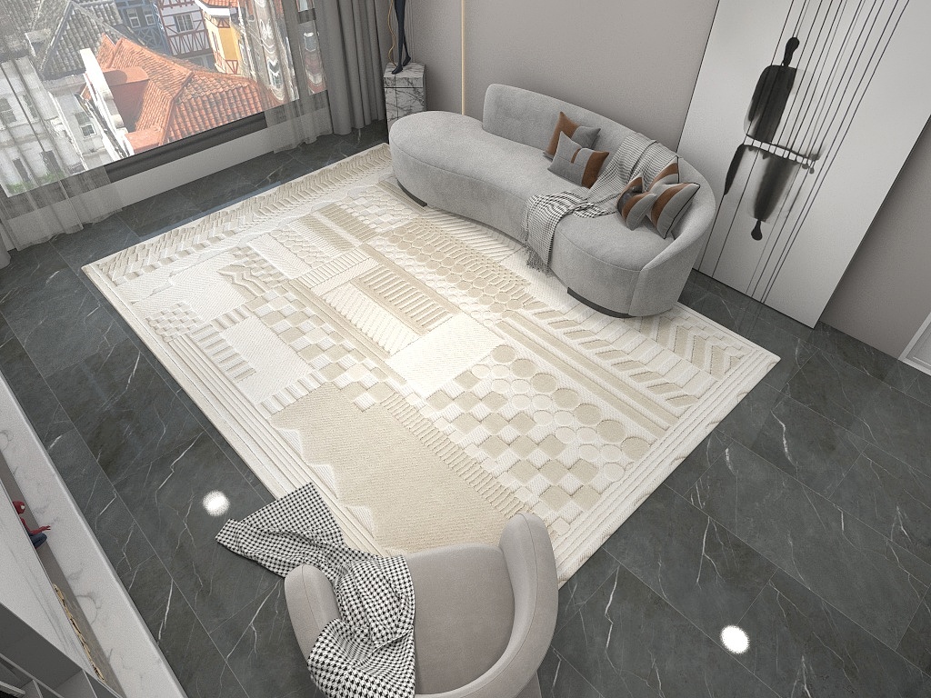 Tapis nordiques lavables en polypropylène pour salon et chambre 4