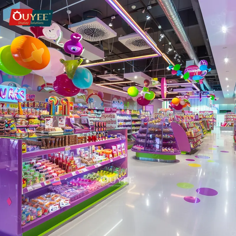 Süßwaren-Präsentationsständer aus Holz für Schokoladengeschäfte und Einkaufszentren 1