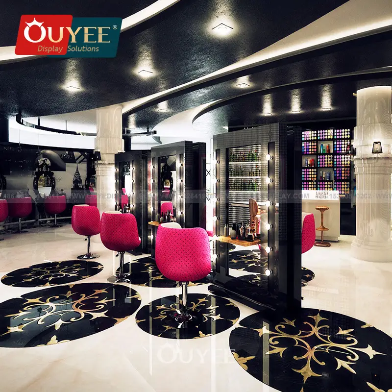 Mobilier sur mesure pour postes de manucure et étagères d'exposition pour salons de beauté 1