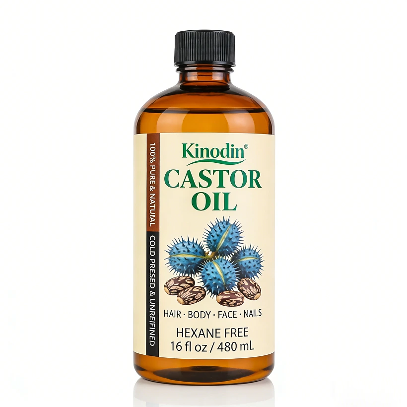 Kinodin Private Label Unrefined Castor Oil Cold Pressed 100% Pure Nature Essential Oil For Hair Care Eyebrows Nail Care 1