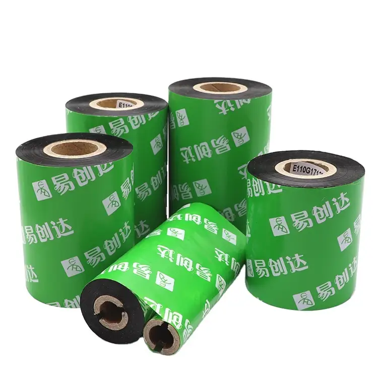 Nastro termico in resina cerata nera da 110 mm x 300 m per codici a barre 1