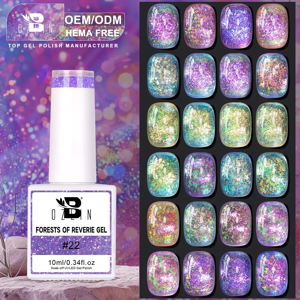 Bozlin Chameleon Sequins Vegan Non-Toxic Glitter Gel Nail Polish 10ml 1