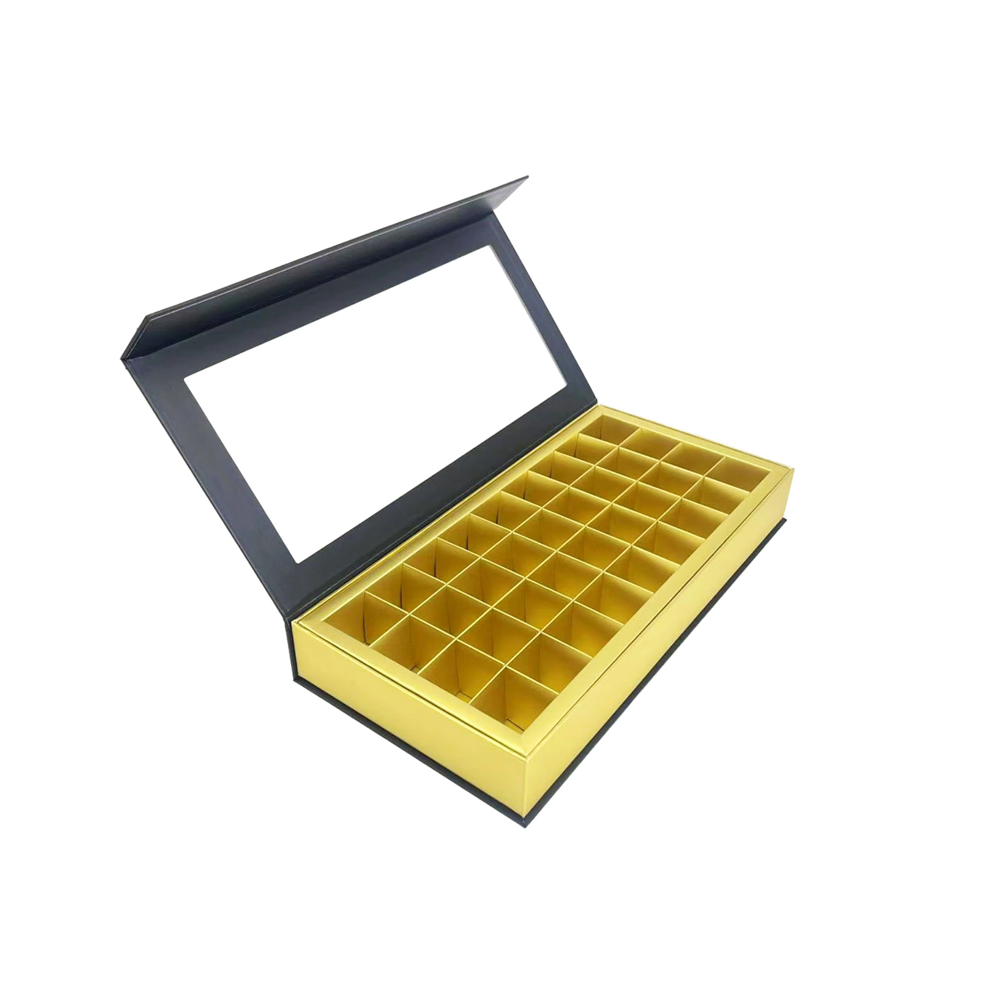 Custom 24-Lattice Paper Chocolate Gift Box with Golden Dividers for Events 1