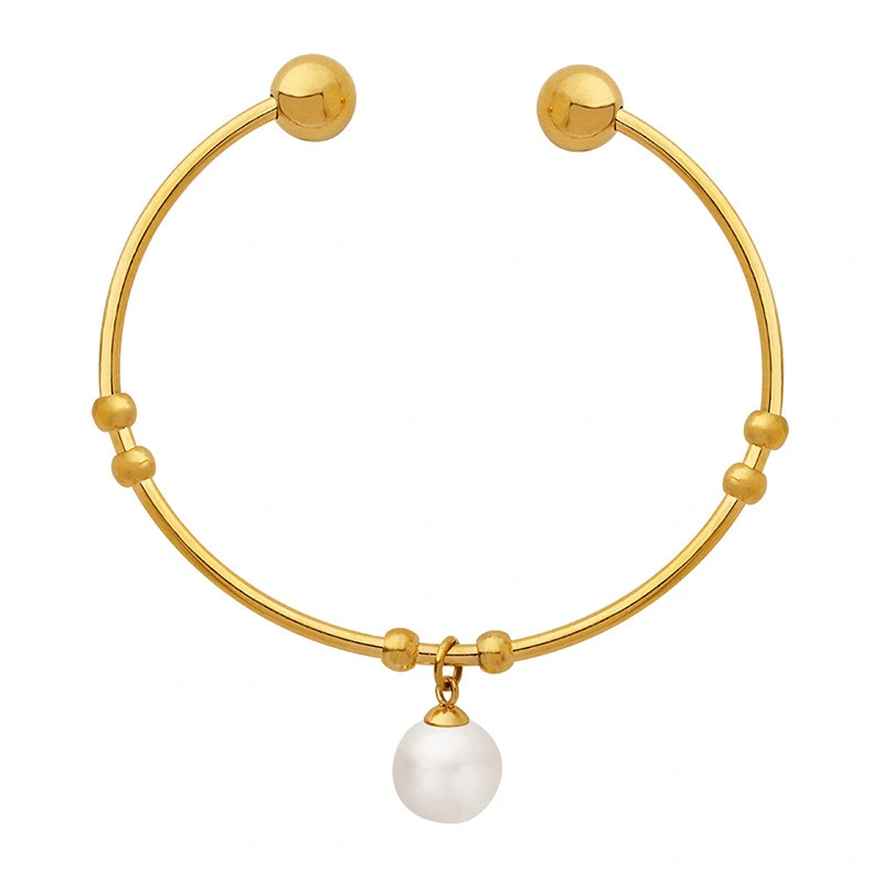 Manufacturer Wholesale Fashion Popular Gold-plated Pearl Pendant Bracelets Women's Luxury Titanium Steel Bracelets 1