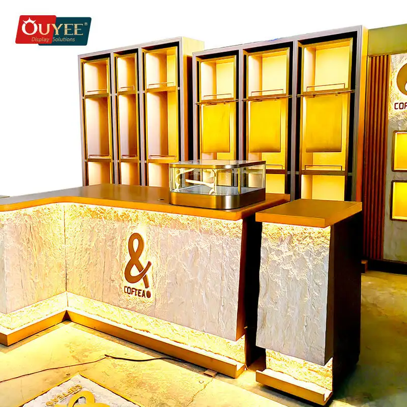 Café-Ausstellungsmöbel, Holzschrank-Einbauten, Kaffeetheke 1