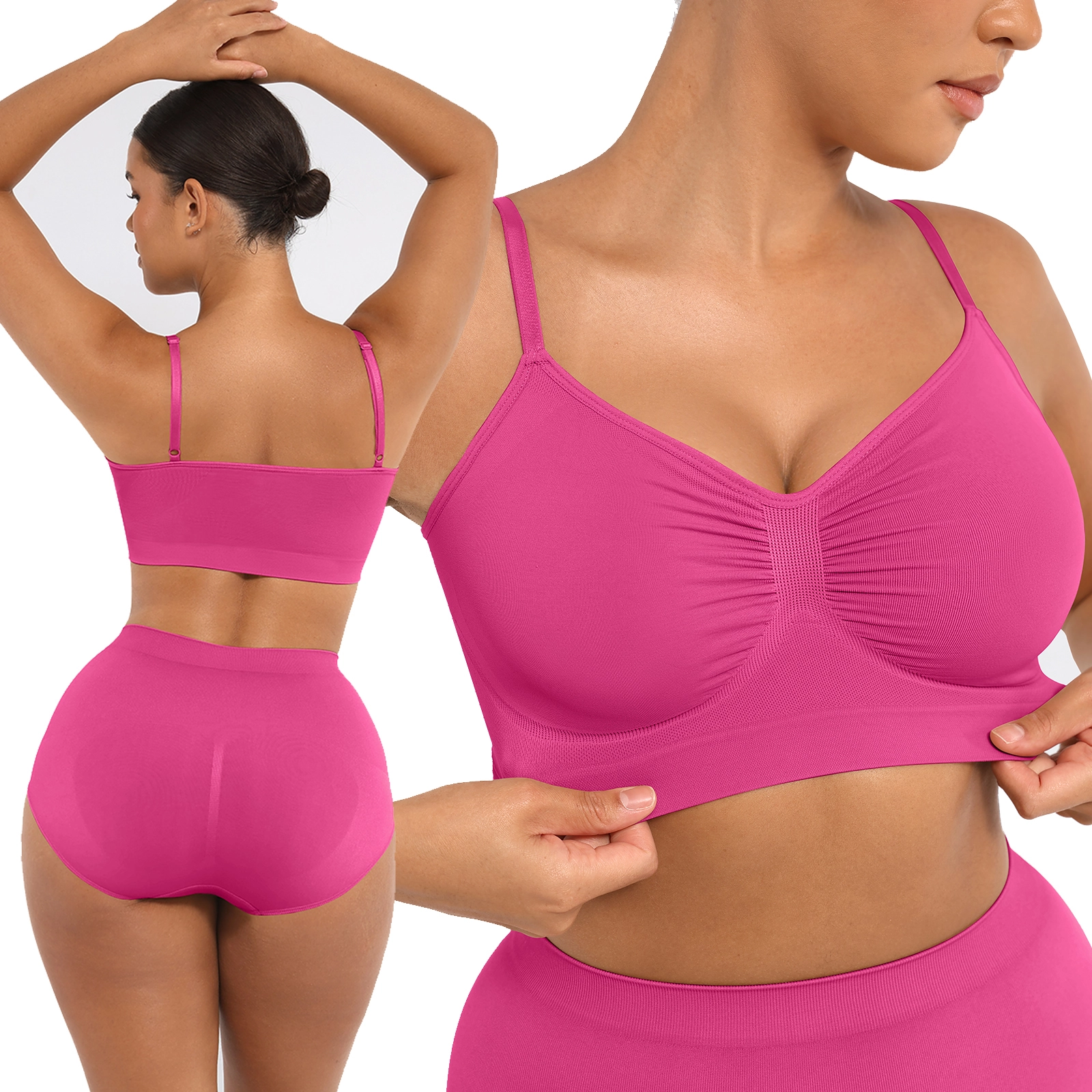 Conjunto de sutiã esportivo push-up sem costura para mulheres plus size NY230019# 1