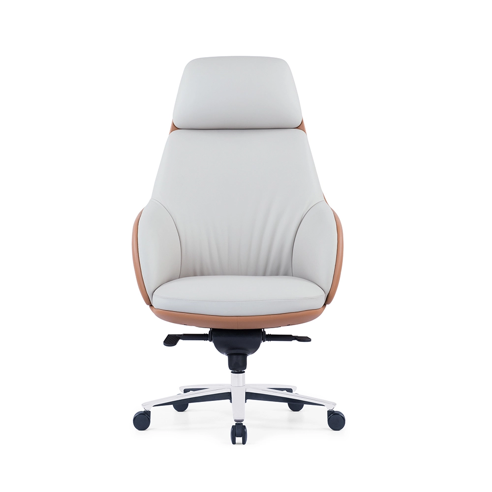 Silla de oficina con respaldo fijo de piel de oveja de diseño moderno y alta calidad. 1