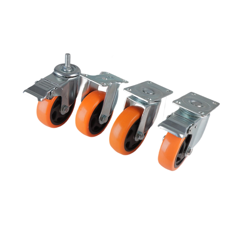 Manufacturer 2/3/4/5 Inch Swivel Orange Polyurethane Castor Medium Heavy Duty Caster Wheels 1