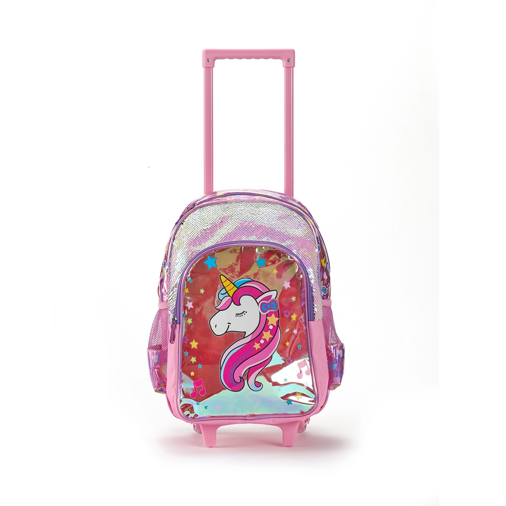 custom backpack manufacturers Kids Cartoon Sequin Unicorn Trolley School Bags Detachable Pull Rolling Backpack Bag With Wheels For Girls Boy Travel Custom 1