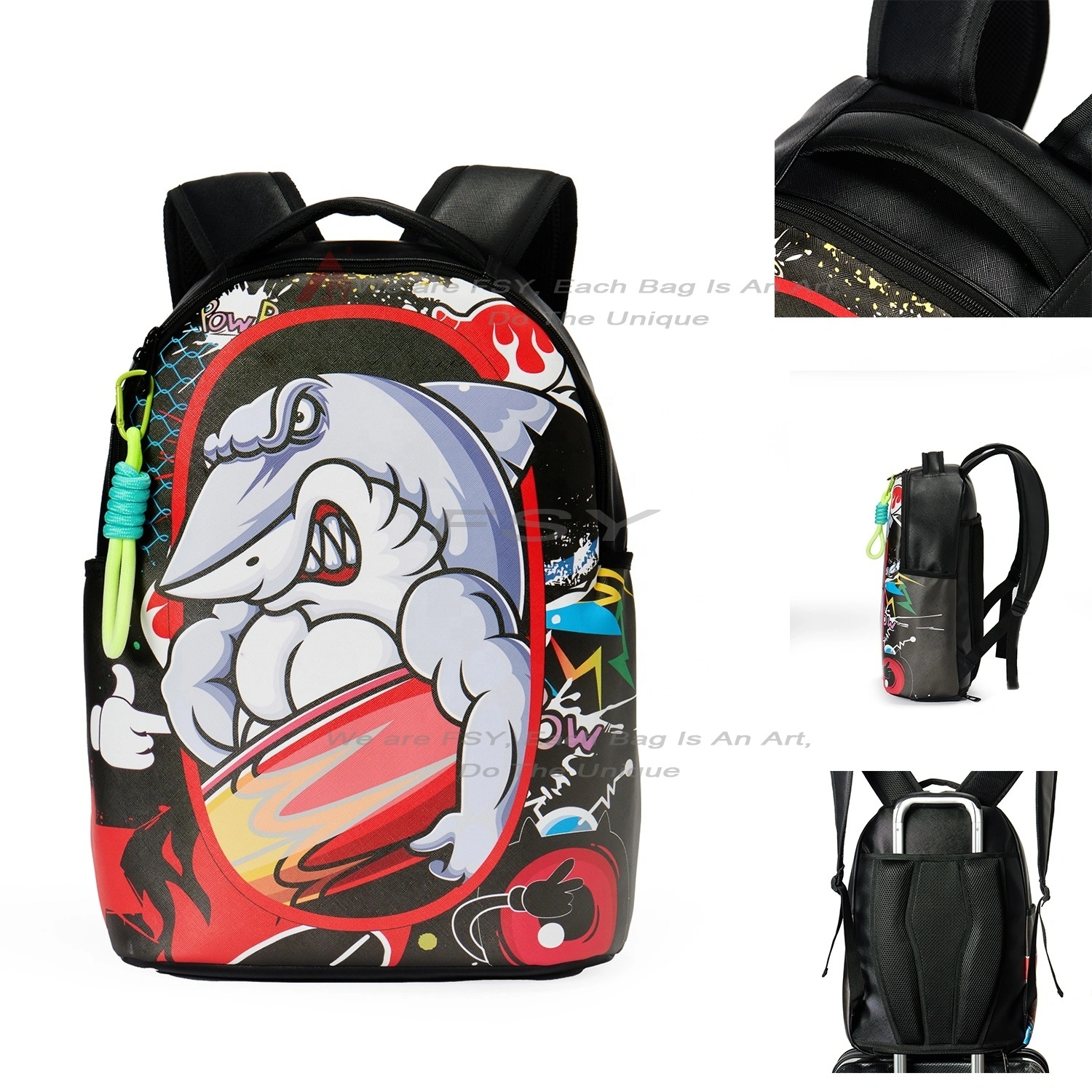 Pvc Leather Custom Printed Backpack For Men Adult Women's Western School Bags Casual Sports Student Team Backpack Lightweight 1