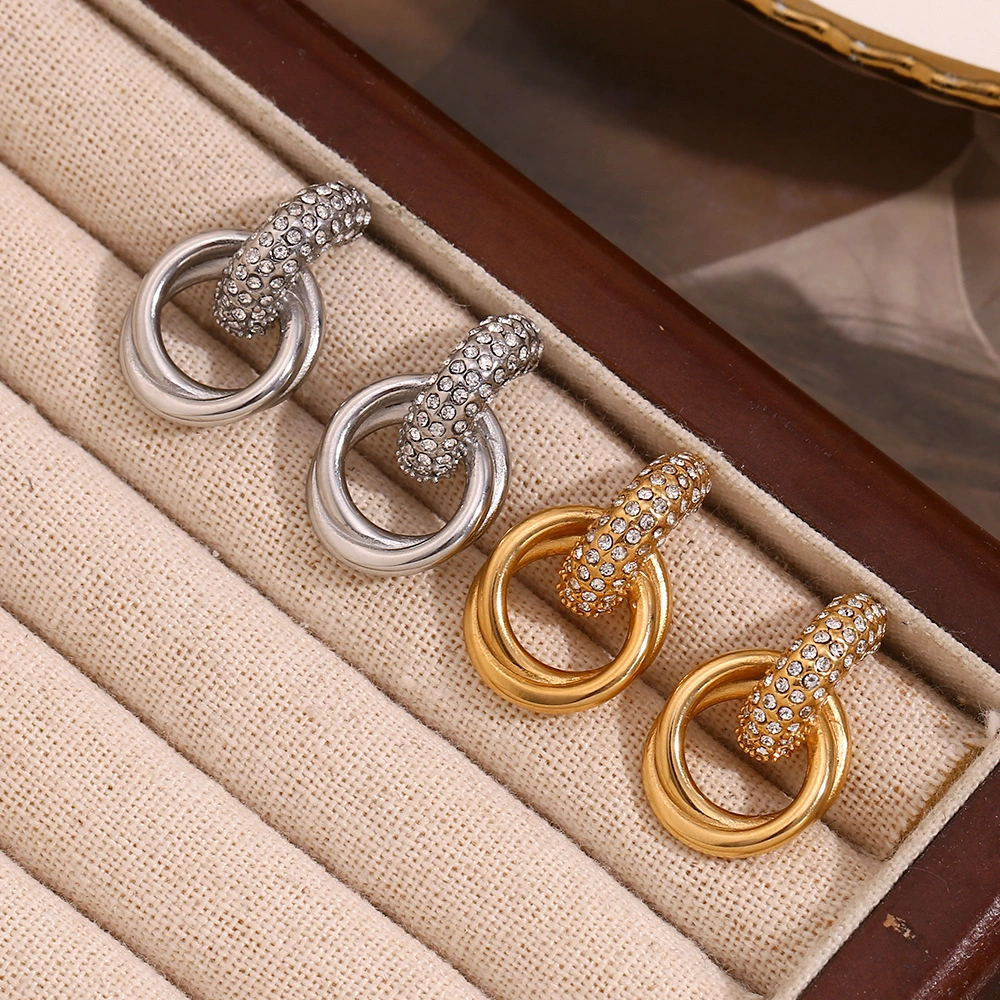 316l Stainless Steel Hoop Earrings 18k Gold Plated Round 1