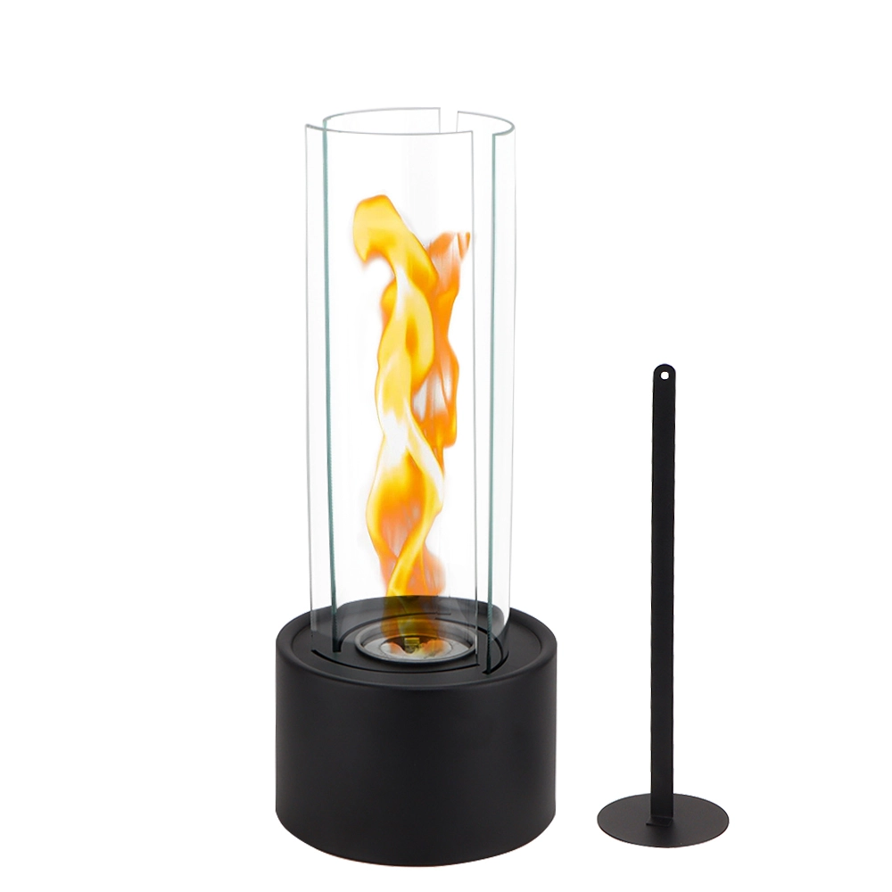 Foyer de table avec verre bombé – Cheminée bioéthanol Tornado Flame 1