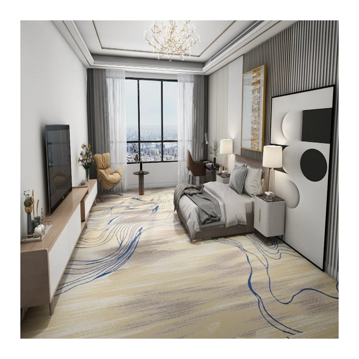 High Quality Customized 5-Star Wool Carpet Roll for Living Room 1