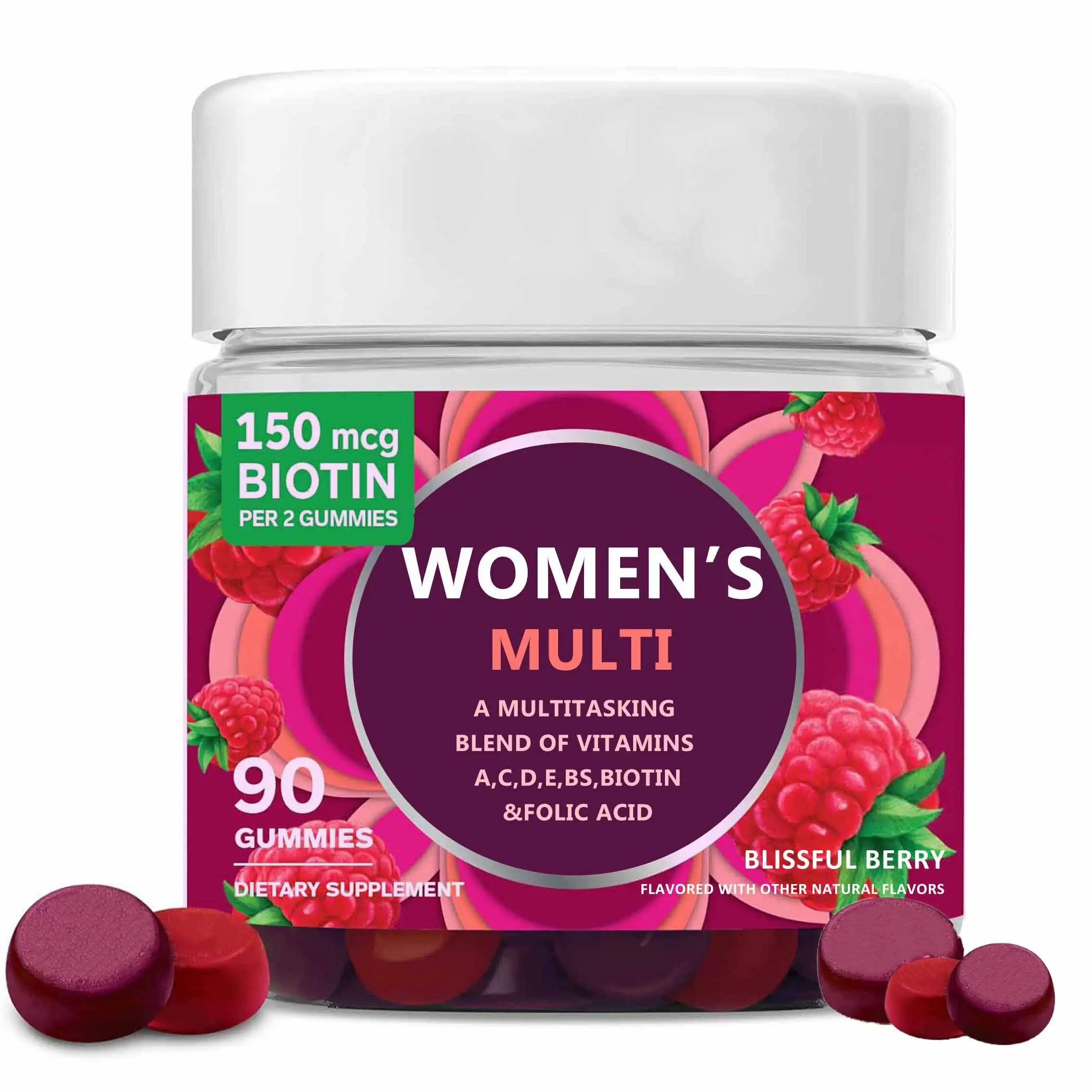 OEM/ODM Women's Multivitamin Biotin Gummy Berry 90ct GMP 2yr 1