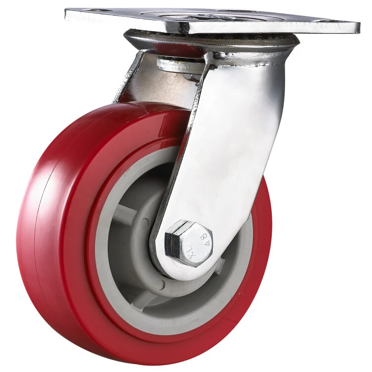 Heavy Duty Swivel Red Pp/pu Caster Wheels 4 Inch 5 Inch 6 Inch 8 Inch Castor 1