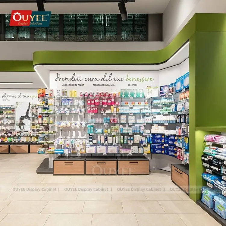 طاولة صيدلية صديقة للبيئة بأرفف زجاجية للصيدليات 1