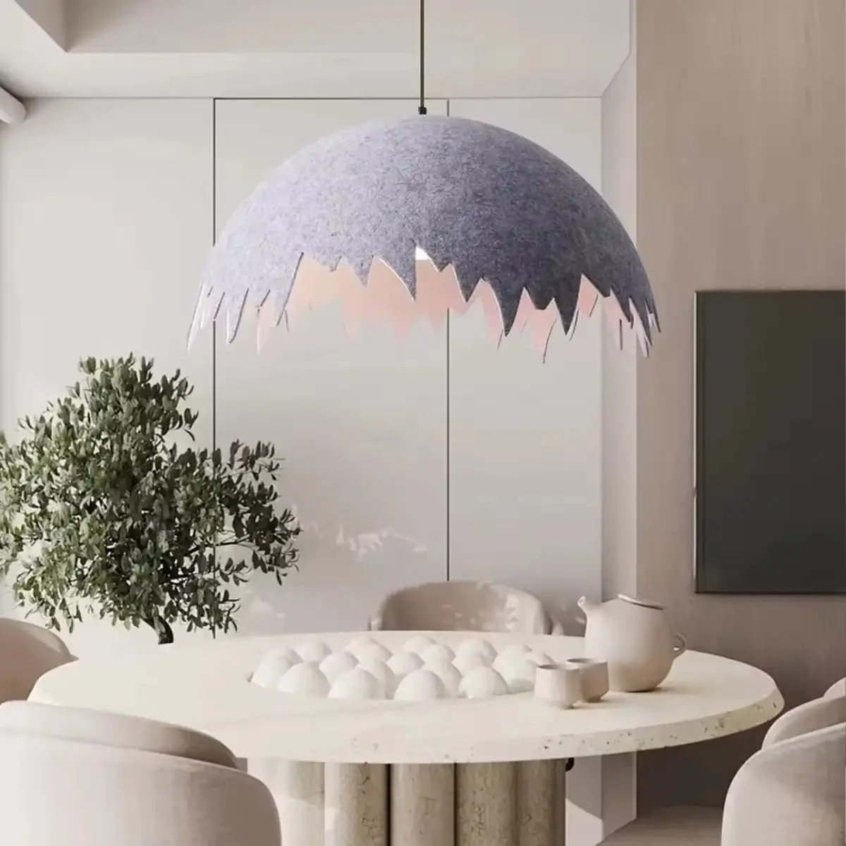 Großer, eiförmiger Akustik-Lampenschirm aus Filz für Büro- und Wohndekoration 1