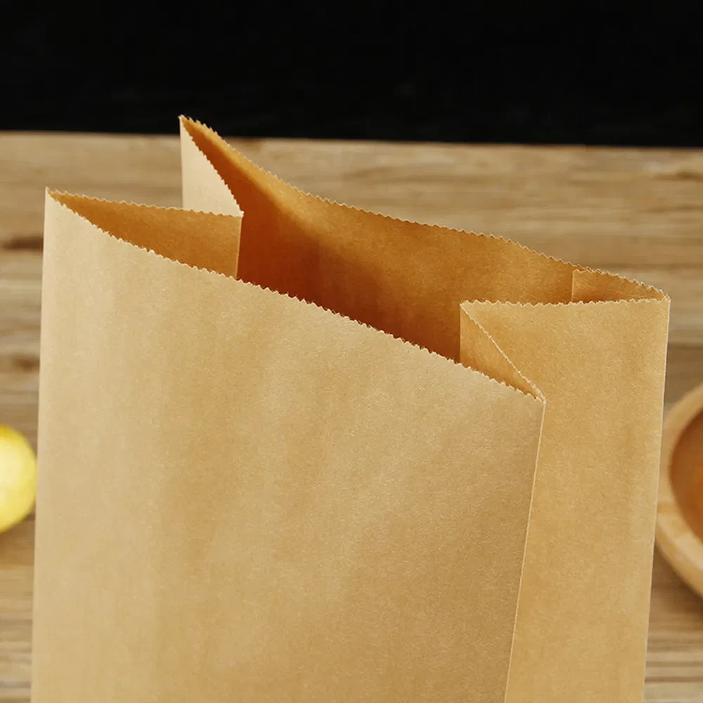 Flat Bottom Kraft Paper Bag Greaseproof Paper Bread Fried Food Packing Paper Bags 1