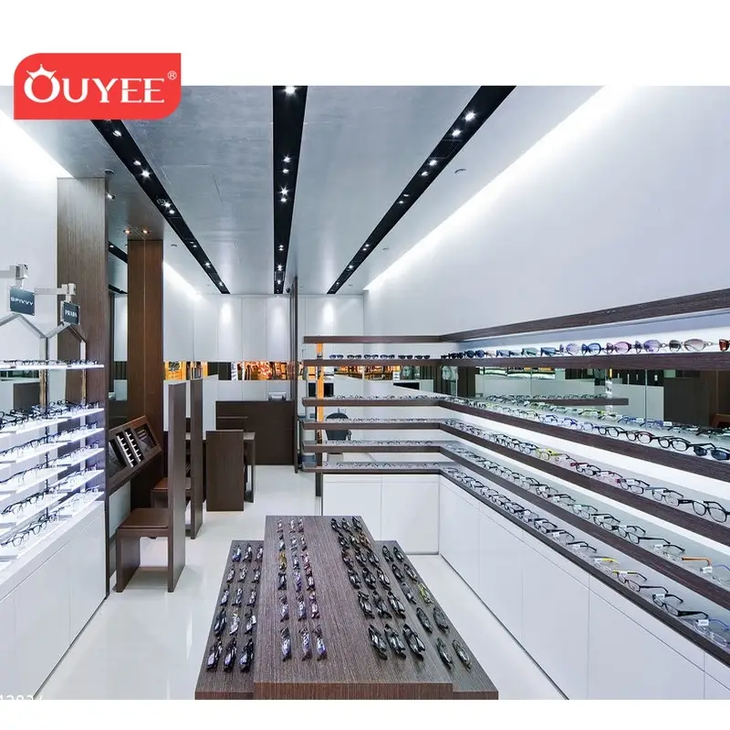 Móveis para exposição de óculos, ideais para o design de interiores de óticas. 1