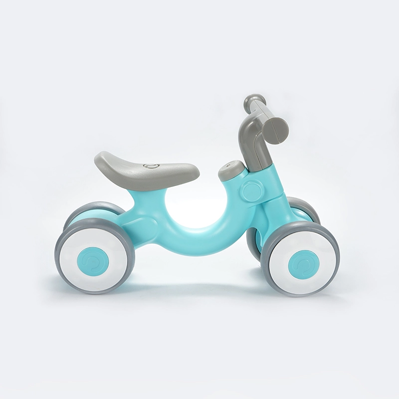 Sepeda Keseimbangan Pengembangan Keterampilan Motorik Kasar dengan 4 Roda, Pedal Dorong Plastik, Mainan Naik Geser untuk Pelatihan Koordinasi Anak 1