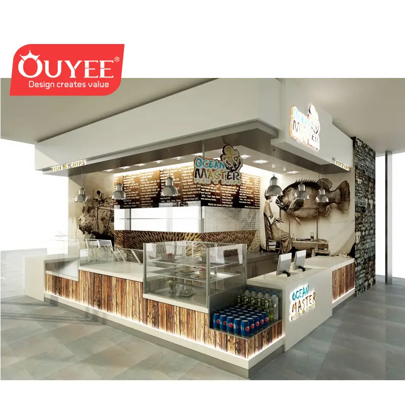 Quiosque de venda de picolés, chocolates e sushi com logotipo para shopping 1