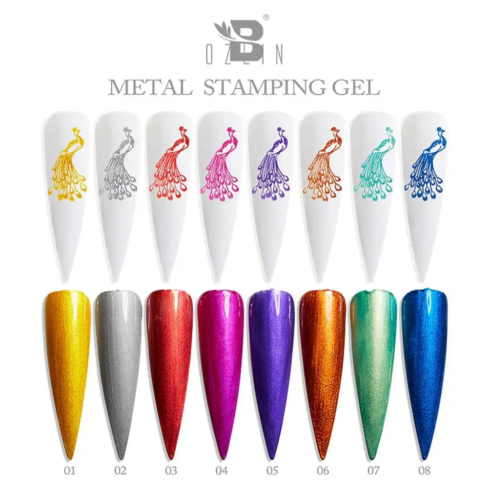 8 Colors 15ml Metallic Soak Off UV Gel Nail Polish for Stamping Art 1