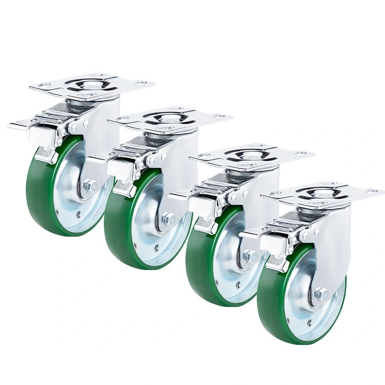 Steel Double Ball Bearing 200-300kgs 4 5 6 Mid-heavy Duty Caster Wheels With Trolley Brakes 1