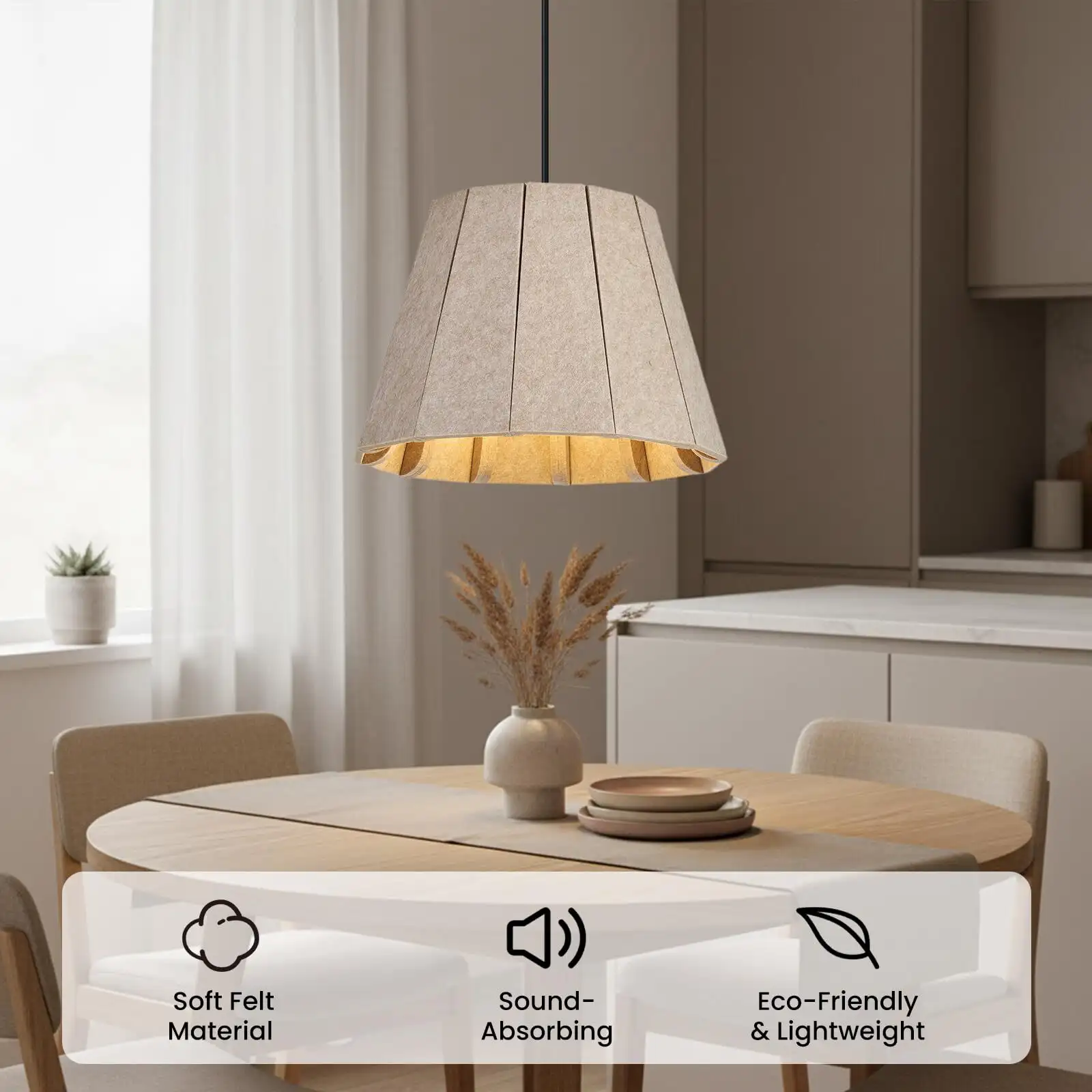 Akoestische kroonluchter van PET-vilt voor akoestische en zachte binnenverlichting. 1