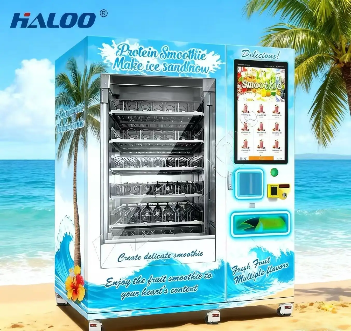 Fabricant de distributeurs automatiques Haloo : distributeurs de smoothies aux fruits frais surgelés et de milkshakes. 1