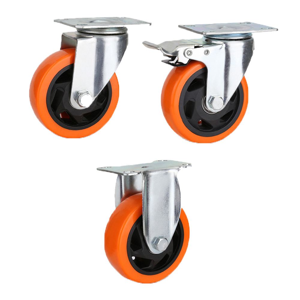 Medium Duty 4 Inch Industrial Swivel Orange Pvc Caster Wheel