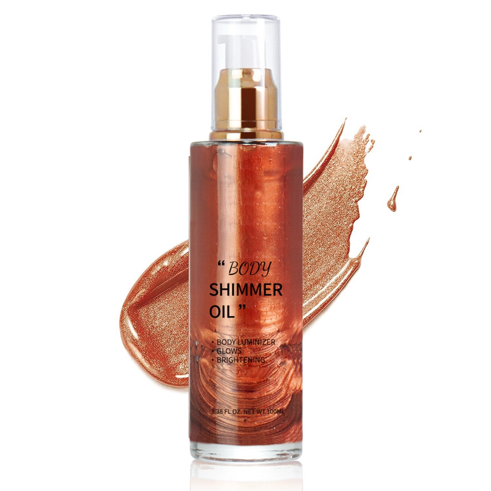 Mlm Custom Makeup Liquid Spray Body Glaze Glow Highlighter Body Glitter Waterproof Natural Vegan Private Label Body Shimmer Oil 1