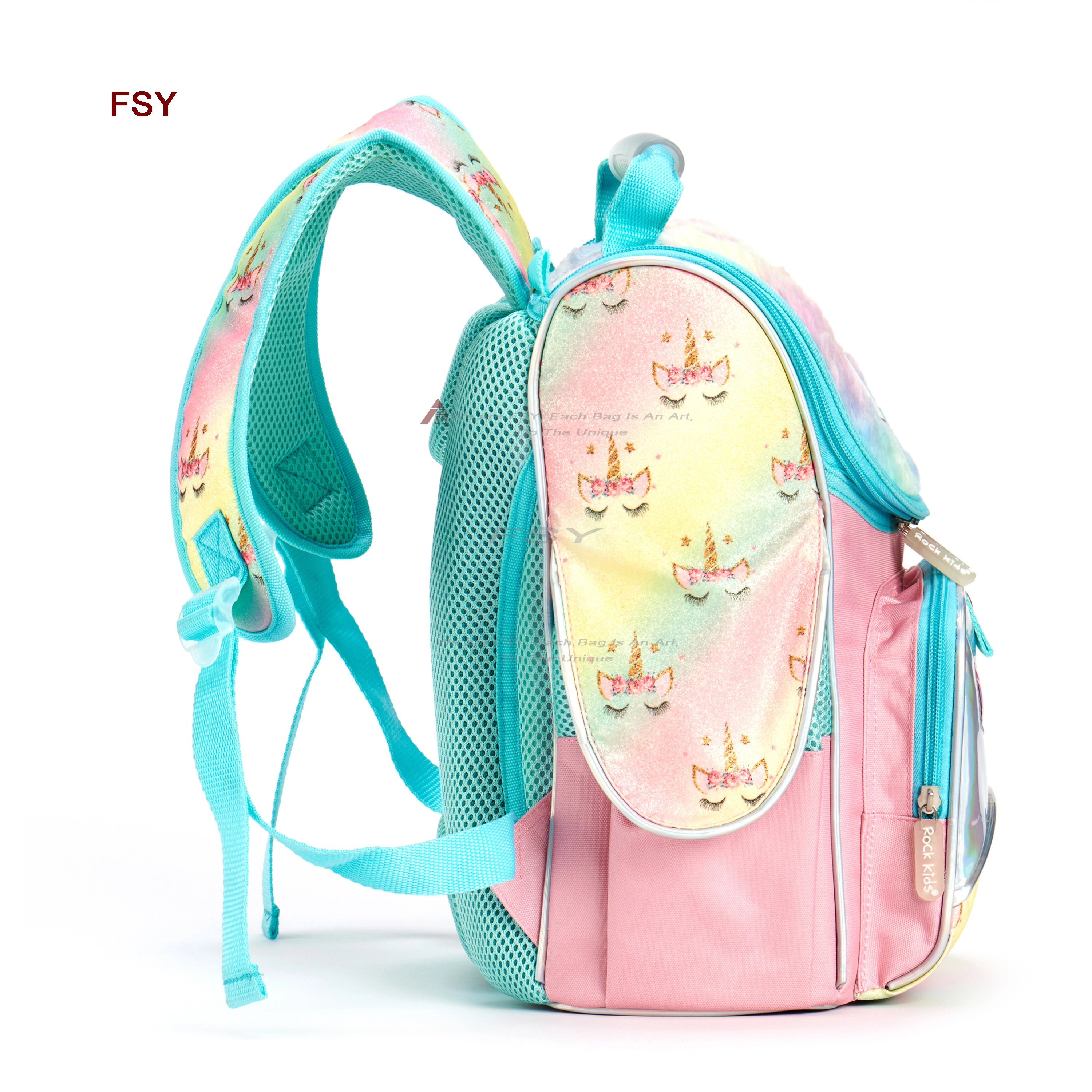 Fsy Kids Pink/green Student Backpack For Girls Un-icorn School Backpacks Waterproof Bookbags For Children Factory Wholesale 1
