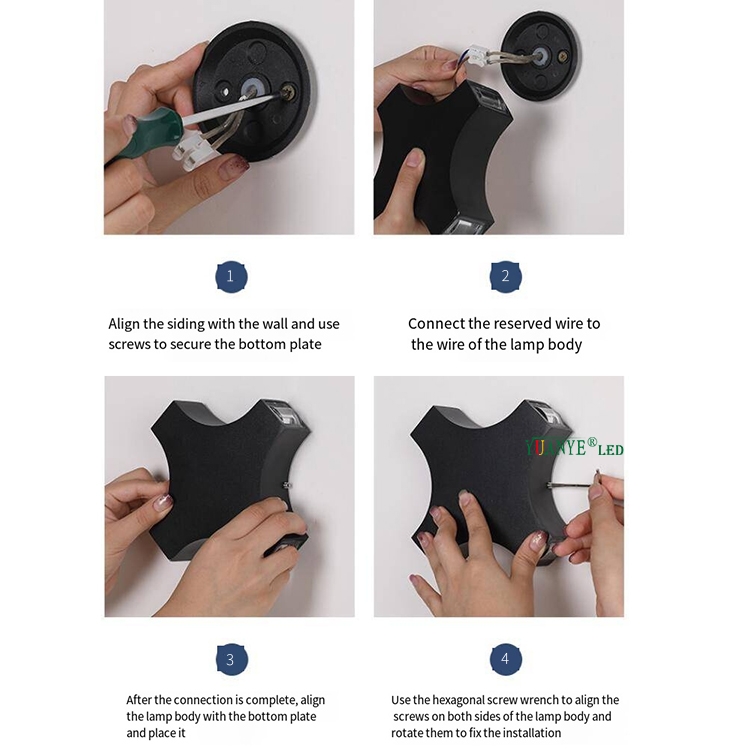 Lampe murale à LED étroite à quatre faisceaux avec 5W 12W 20W Black Aluminium LED Mur Light Outdoor Cross Star Light Outdoor Yy-BDS046 9