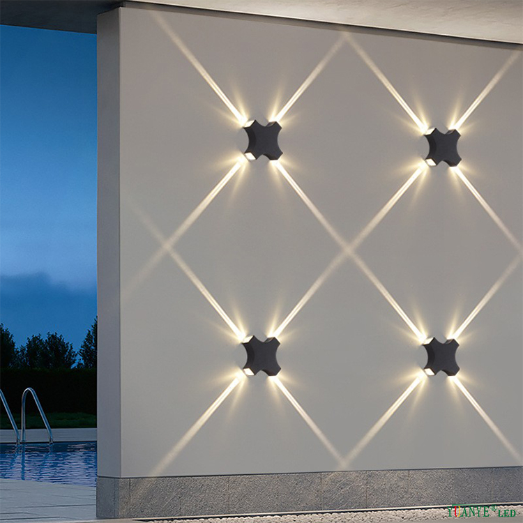 Lampe murale à LED étroite à quatre faisceaux avec 5W 12W 20W Black Aluminium LED Mur Light Outdoor Cross Star Light Outdoor Yy-BDS046 10