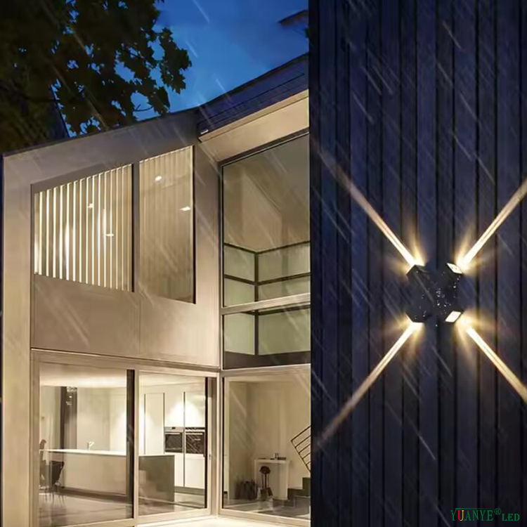 Lampe murale à LED étroite à quatre faisceaux avec 5W 12W 20W Black Aluminium LED Mur Light Outdoor Cross Star Light Outdoor Yy-BDS046 11